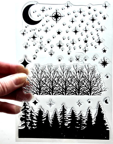 Clear stamps trees - clear, moon
