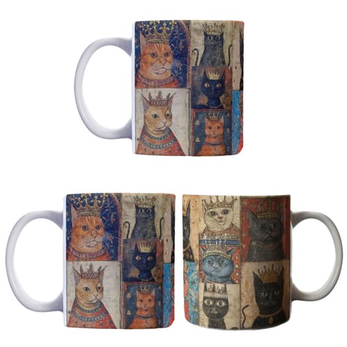 Medieval cats ceramic mug with - cats,