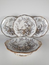 Antique Wedgwood Pearlware "Ranunculus" Pattern Comport & Three Plates 