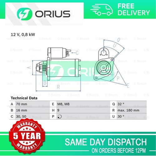 Starter motor orius fits - starter,