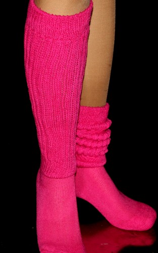 Fushia pink slouch socks - fushia,