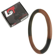 Steering Wheel Cover Protector Ø 38x8.2cm /15x3 Inch Brown Black for Land Rover