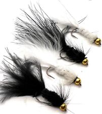 WHITE,BLACK WOOLLY BUGGER G.HEAD Trout Streamer fishing Flies Barbed/Barbless