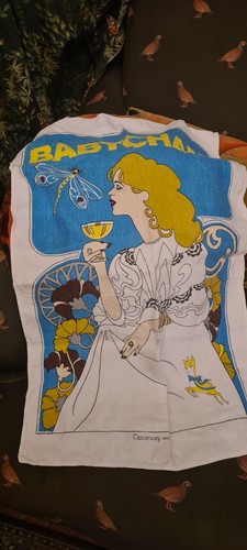 Vintage babycham tea towel - babycham,