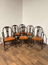 Set of Six Vintage Mahogany Dining Chairs - two of which are carvers.