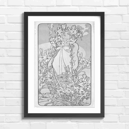 Art nouveau woman with lilies - art,