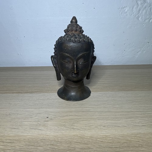 Vintage brass buddha bust - vintage,