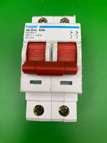 Hager sb263u 63a double pole - hager,