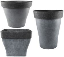 Grey Large Plant Pot Round Square Tall Plastic Planter Outdoor Garden Tree