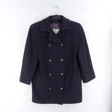 Aquascutum Size 16 Vintage Purple 84% Wool 16% Camel Hair Double Breasted Coat