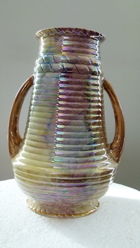 Twin handled lustre vase urn