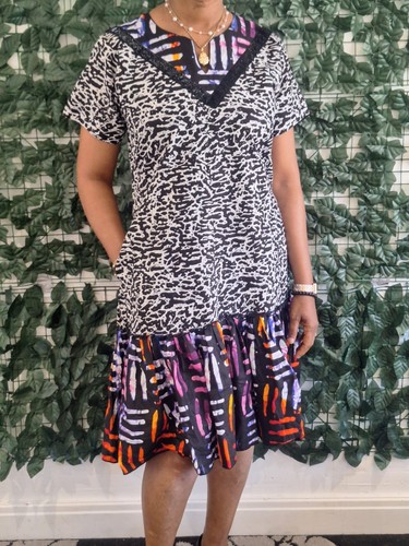 Women african print neck - print, v-neck