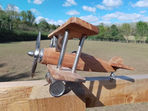 Wood and chrome plane model - and,