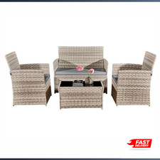 4 Piece Rattan Outdoor Furniture Sofa Table Chair Set Garden Patio Conservatory