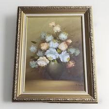 Vintage Original Oil Painting on Canvas-Floral/Roses Still Life-Signed A Julia