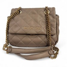 MARIO VALENTINO Chain Strap Beige Faux Leather Handbag Shoulder Bag 8 x6.5" F14 