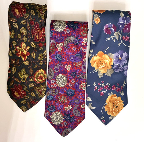 Vintage floral neck ties - vintage, lot