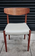 A Vintage 1970s Danish Teak and cream leather A.M. Mobler 501 dining Chair