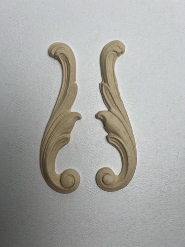 Pair carved wood appliques - wood,