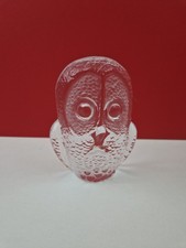 ROYAL KRONA SWEDEN MAS JONASSON OWL glass paperweight ornament - signed