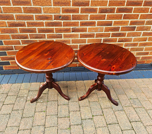Pair round brown - pair, wood