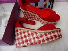 BEBO Red Wedge Heel Sandals