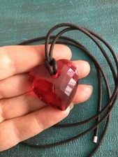 Genuine Signed Swarovski Siam Red  Bordeaux Crystal Heart Pendant Necklace Boxed