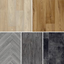 Budget Plank & Tile Effect Vinyl Flooring 2mm Thick Cheap Lino Kitchen Bathroom