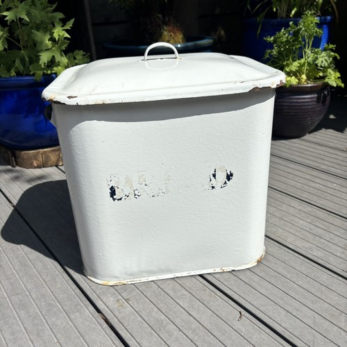 Vintage enamel bread bin with - bread,