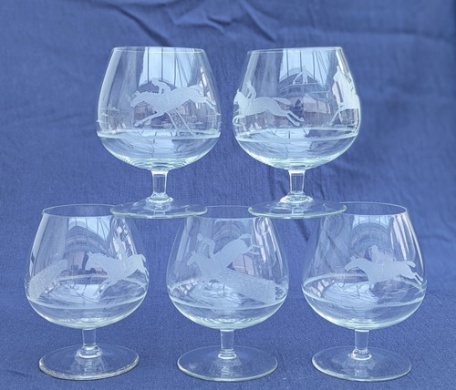 Five antique 1900 etched - c.,