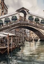 Italy Venice Gondolas Watercolour Painting Print Poster Wall Art A3 A4 A5