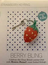 STRAWBERRY KEYRING KNITTING PATTERN NOVELTY ITEM SUMMER USES DK YARN VGC