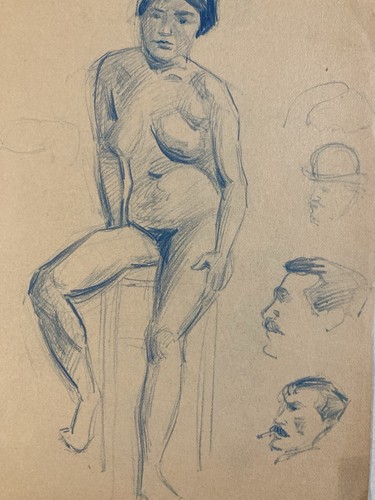 Vintage beautiful nude drawing - nude,
