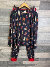 Chelsea Peers Womens Pyjamas Set Size Large Navy Xmas Dogs Puppy Festive