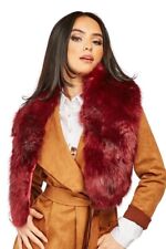 MAROON DARK RED FAUX FUR LUXURY LINED SCARF 47 INCHES LONG CHRISTMAS GIFT