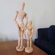 Art Mannequin Movable Manikin Dummy X2 Artists Drawing Aid Large & small Wooden