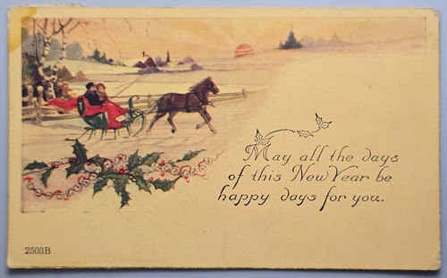 New year postcard - postcard, drawn