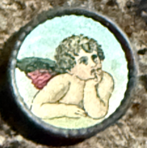 Antique cherub picture button - antique,
