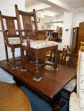 OLD CHARM REFECTORY DINING TABLE WITH FOUR CHAIRS