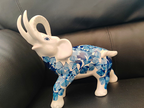 Blue white floral - blue,