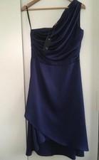 TFNC Navy One Shoulder Satin
