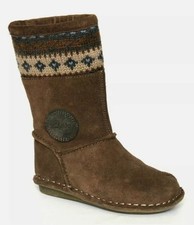 Clarks Snuggle Hug Infants Mushroom suede/textile  Zip Up Boots UK 7 G EU 24.