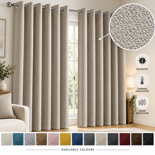 Linen curtains blackout eyelet - blackout,