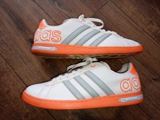 Adidas Neo Derby II White / Orange Trainers In Size 9 UK (Large Adidas Logos)