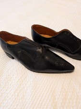 Vintage 1950/60s Unworn Winklepicker Mens Shoes Size 9 Black Leather Lace Up UK