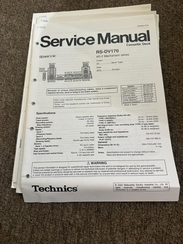 Panasonic technics dv170 - technics, rs-dv170
