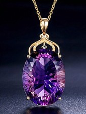 Amethyst Pendant Necklace Sterling Silver Crystal Chain Women's  Premium