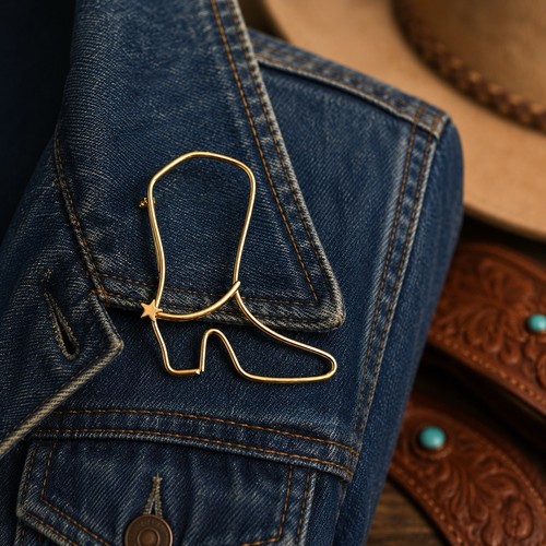 Vtg large gold tone cowboy - vtg,