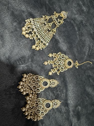 Gold earrings tikka - gold, jumar