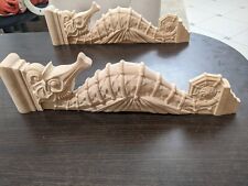 Large Seahorse Corbel Nautical style Wood Shelf Bracket, fireplace surround 20"